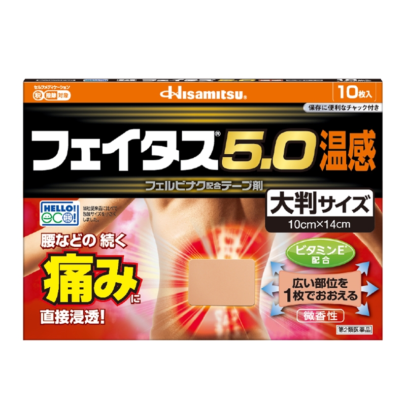 【第2類医薬品】フェイタス5.0 温感(大判サイズ) 10枚